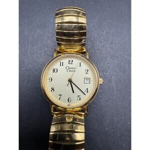 Vintage Caravelle By Bulova Women's Gold Tone Date Watch With Expandable Band